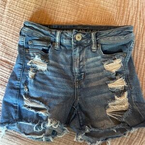 American Eagle Outfitters Blue Distressed Jean Shorts